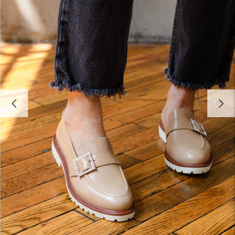 Able Tan Loafers with Buckle Detail